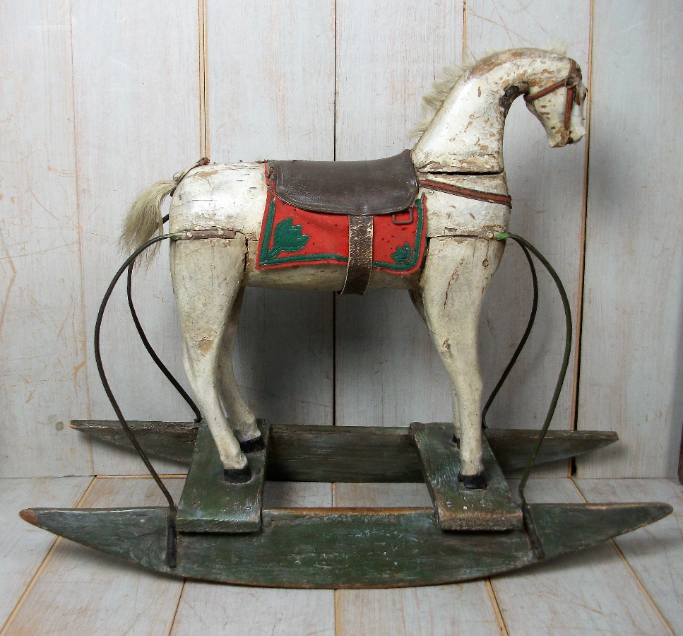 A Spanish 19thC Naive Painted Rocking Horse